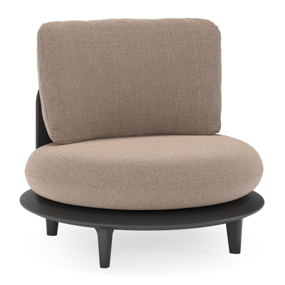 Bomero loungestoel in zwart aluminium met savane earth all weather sunbrella® luxe kussen