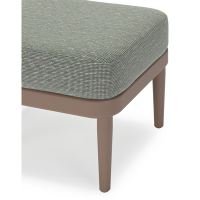 Pouf Orso en aluminium taupe et coussins en all weather sunbrella® luxe Slow Fern