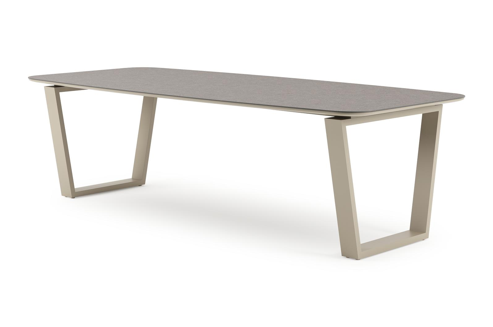 Pagino tuintafel bootvorm in beige aluminium en volkeramiek Wulong - L 255 x B 115 x H 73 cm