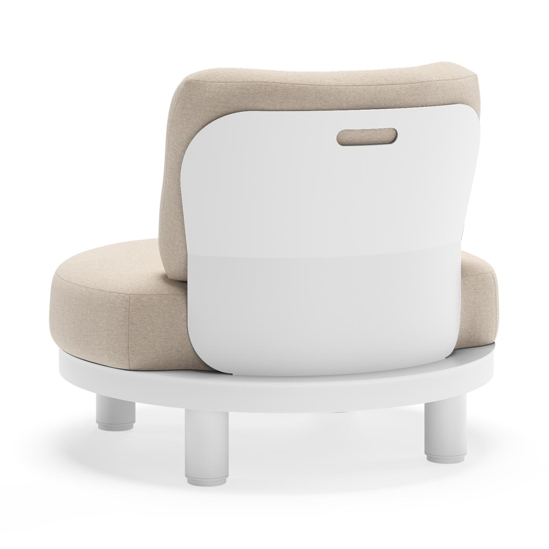 Donato loungestoel in wit aluminium met all weather sunbrella® luxe Heritage Ash kussen