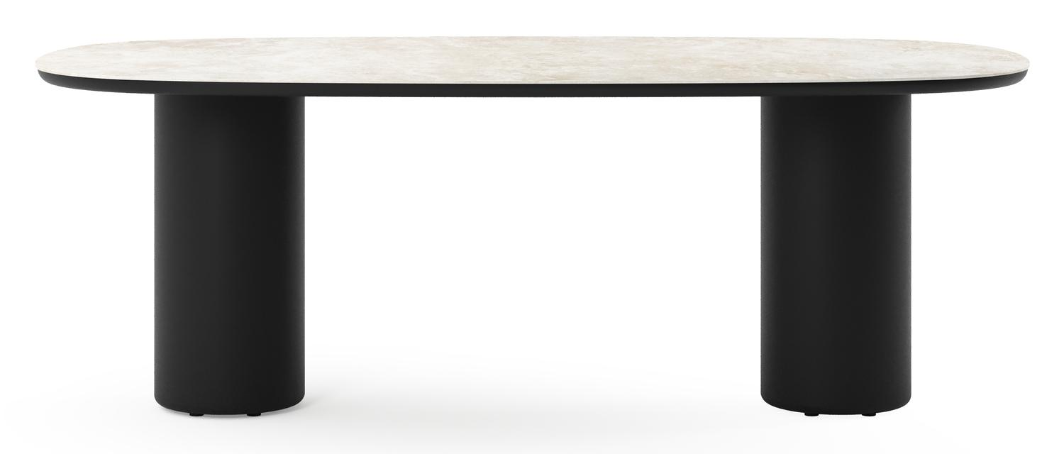 Amico tuintafel bombo in zwart aluminium en volkeramiek Rapolano - L 210 x B 110 x H 73.5 cm