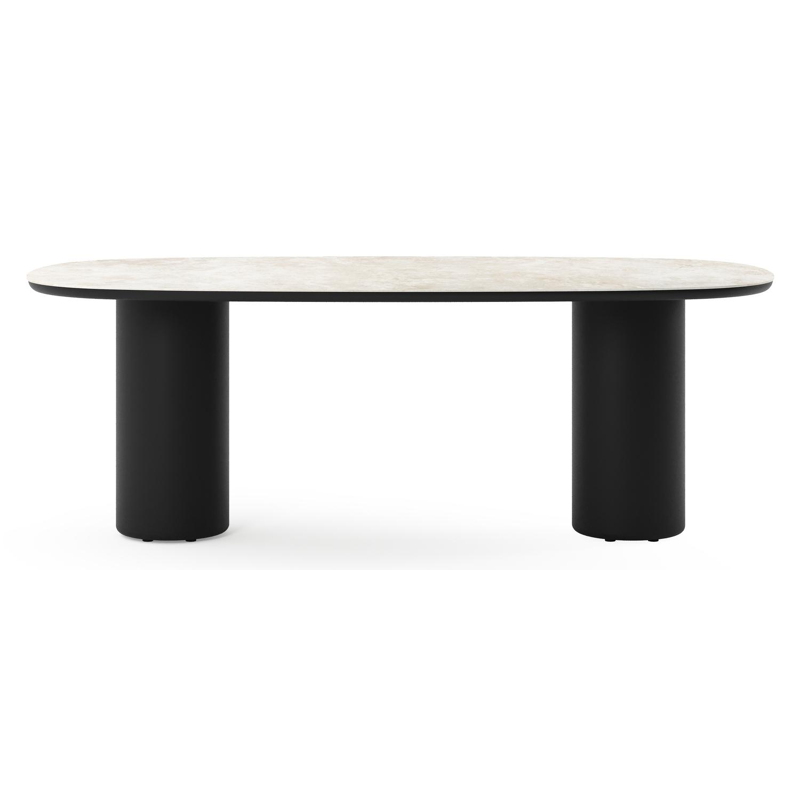 Amico tuintafel bombo in zwart aluminium en volkeramiek Rapolano - L 210 x B 110 x H 73.5 cm