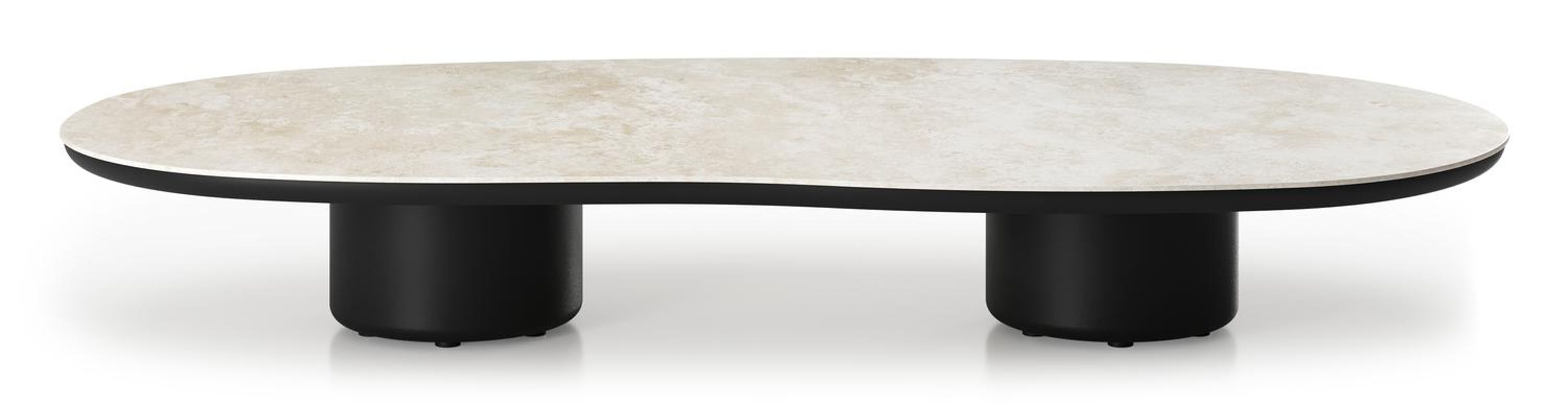 Amico loungetafel organisch in zwart aluminium en volkeramiek Rapolano - L 170 x B 91 x H 25 cm