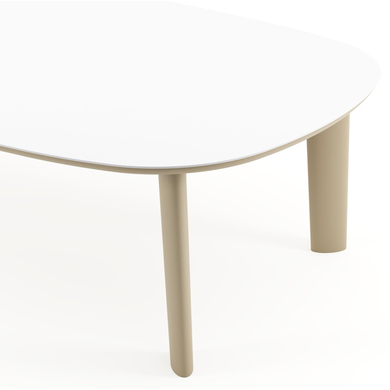 Amico tuintafel bombo xl in beige aluminium en volkeramiek Arctic White - L 270 x B 148 x H 73.5 cm