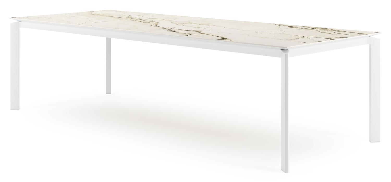 Cirello tuintafel rechthoekig in wit aluminium en volkeramiek colorado dunes - L 280 x B 110 x H 75 cm