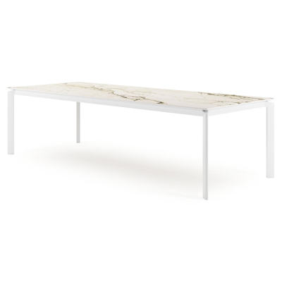 Cirello tuintafel rechthoekig in wit aluminium en volkeramiek colorado dunes - L 280 x B 110 x H 75 cm