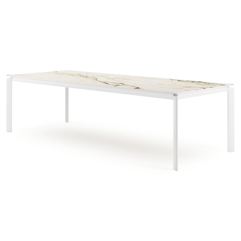 Cirello tuintafel rechthoekig in wit aluminium en volkeramiek colorado dunes - L 280 x B 110 x H 75 cm