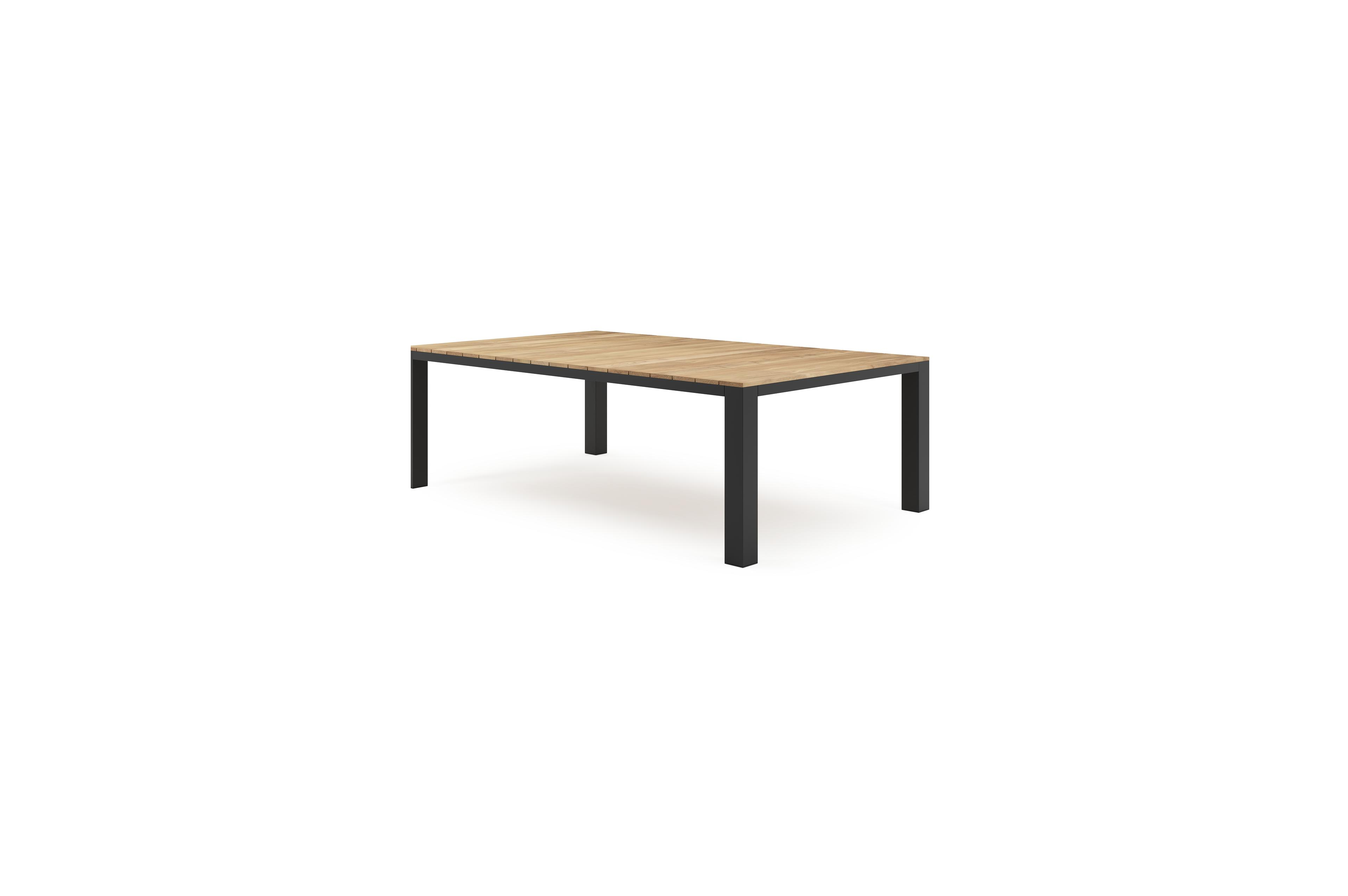 Nano tuintafel in zwart aluminium en teak - L 240 x B 148 x H 75 cm