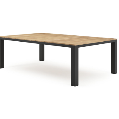 Nano tuintafel in zwart aluminium en teak - L 240 x B 148 x H 75 cm