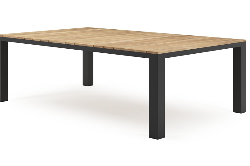 Nano tuintafel in zwart aluminium en teak - L 240 x B 148 x H 75 cm
