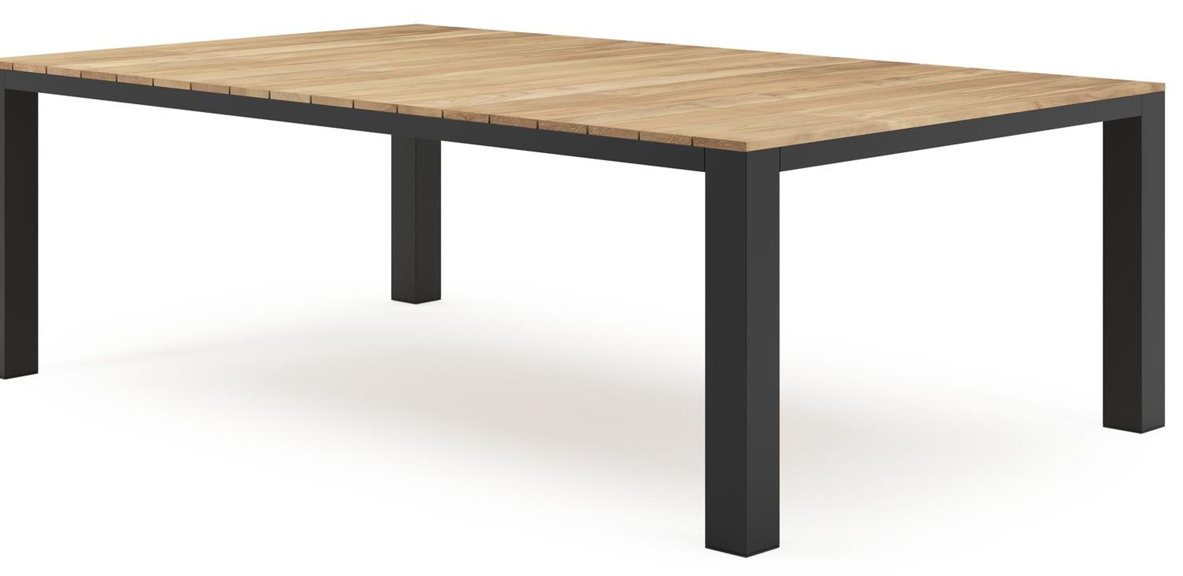 Table de jardin Nano en aluminium noir et teck - Lg 240 x Larg. 148 x H 75 cm