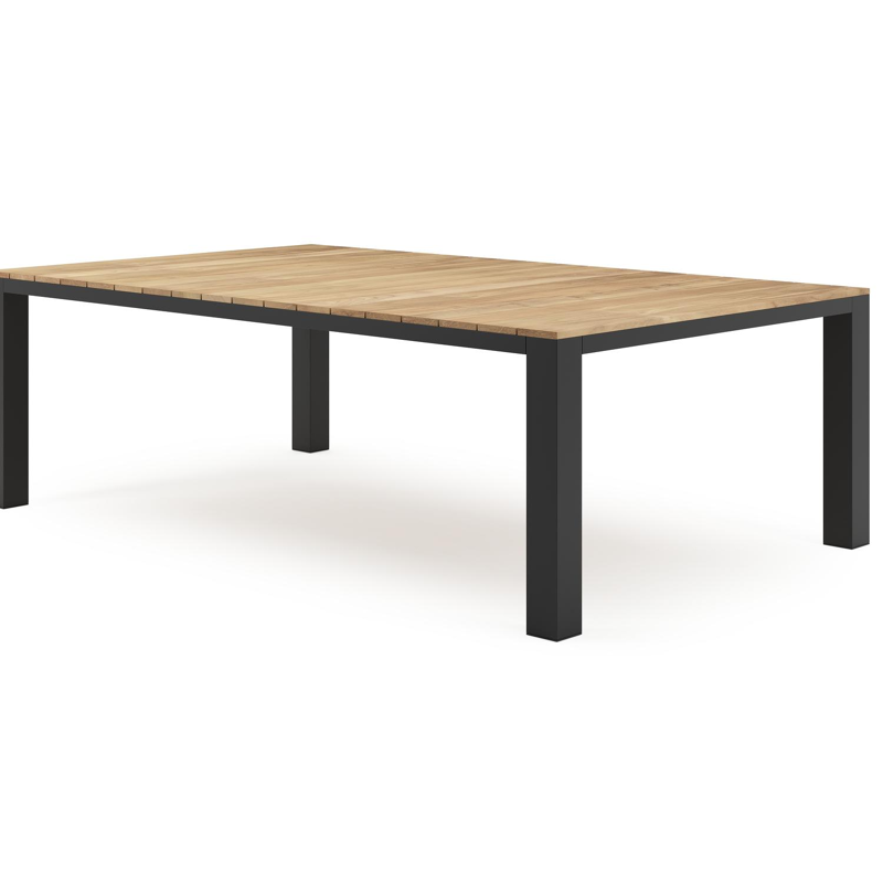 Nano tuintafel in zwart aluminium en teak - L 240 x B 148 x H 75 cm