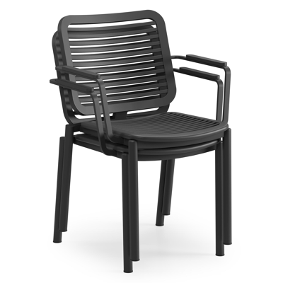 Fano stapelbare tuinstoel in zwart aluminium