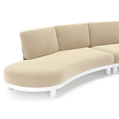 Donato loungebank in wit aluminium met all weather cosytica Althea Camel kussen