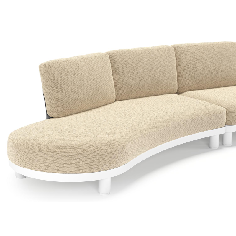 Donato loungebank in wit aluminium met all weather cosytica Althea Camel kussen