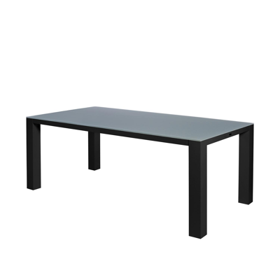 Nano tuintafel in zwart aluminium met tafelblad in glas - L 240 x B 100 cm