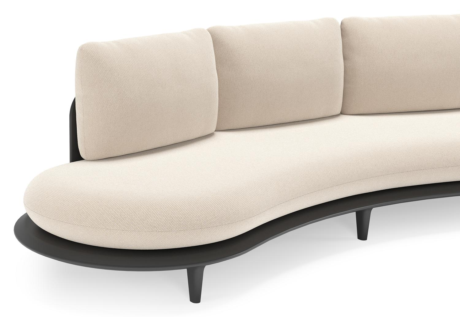 Salon de jardin Bomero en aluminium noir et coussins en all weather sunbrella® luxe lopi antique