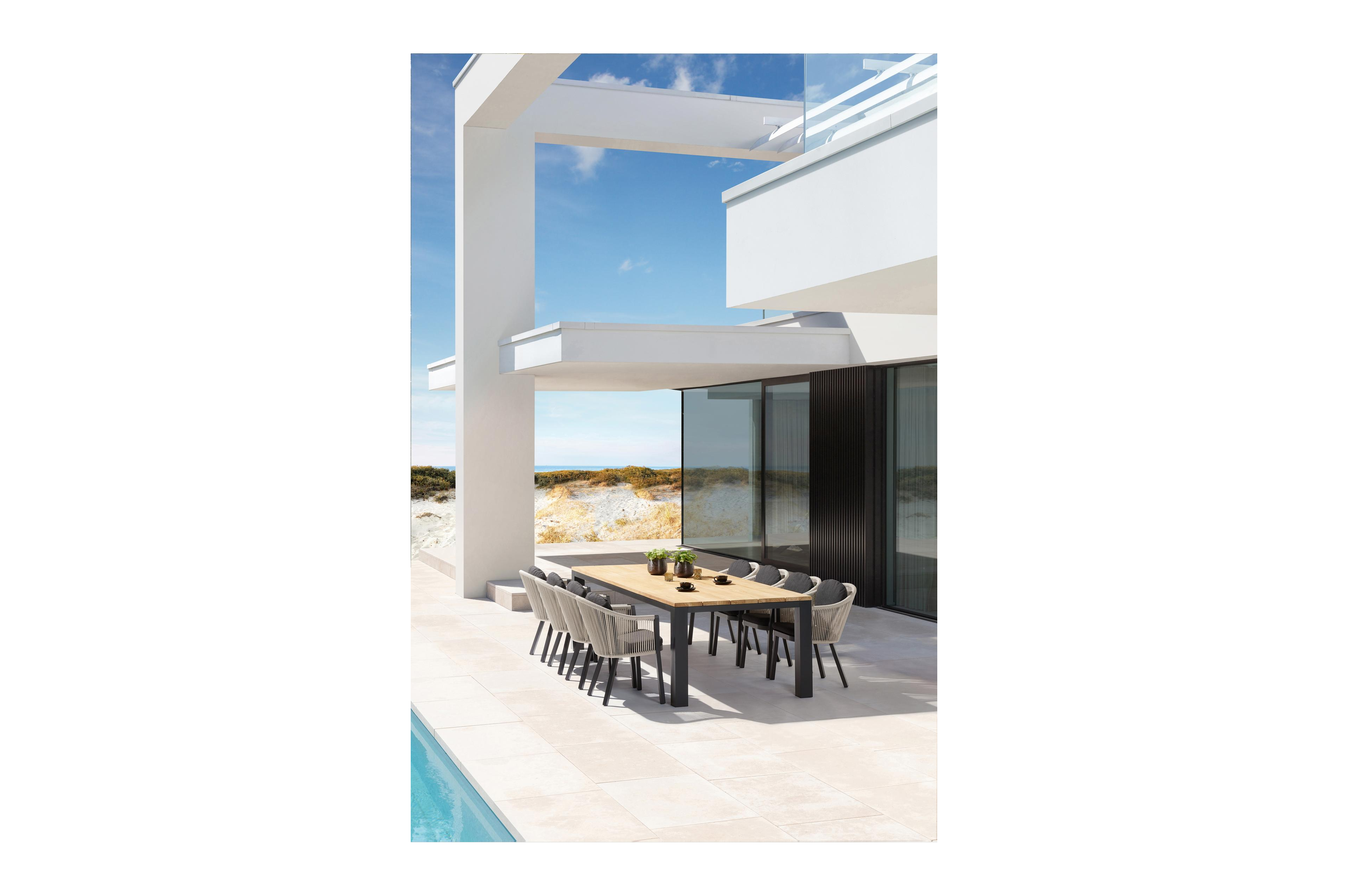 Nano tuintafel in zwart aluminium en teak - L 280 x B 110 x H 75 cm