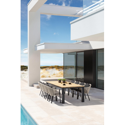 Nano tuintafel in zwart aluminium en teak - L 280 x B 110 x H 75 cm