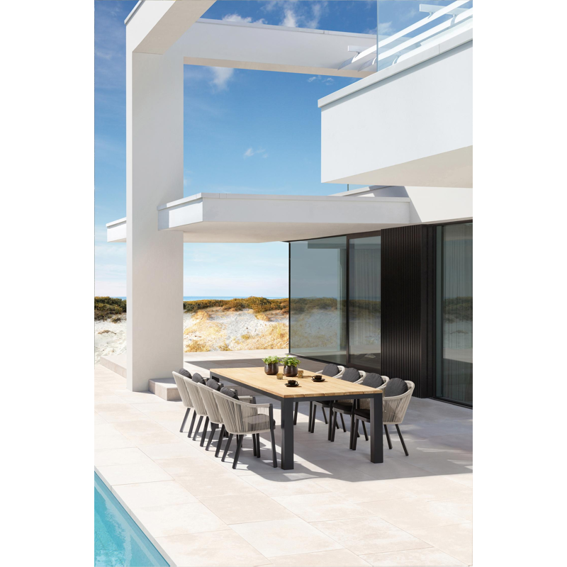 Nano tuintafel in zwart aluminium en teak - L 280 x B 110 x H 75 cm