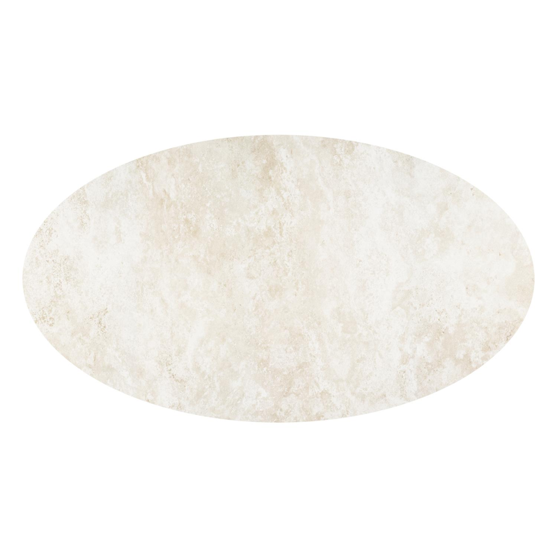 Table de jardin Fano ovale en aluminium beige et céramique pleine Rapolano - Lg. 240 x Lrg. 135 x Haut. 75 cm