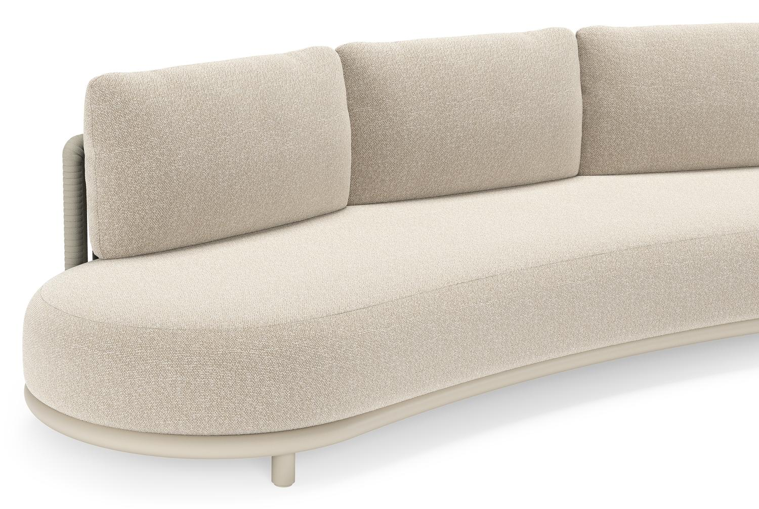 Salon de jardin Lomano en aluminium beige et corde luxe plate tissÃ©e verticalement beige et coussins en all weather cosytica Marbella Ecru