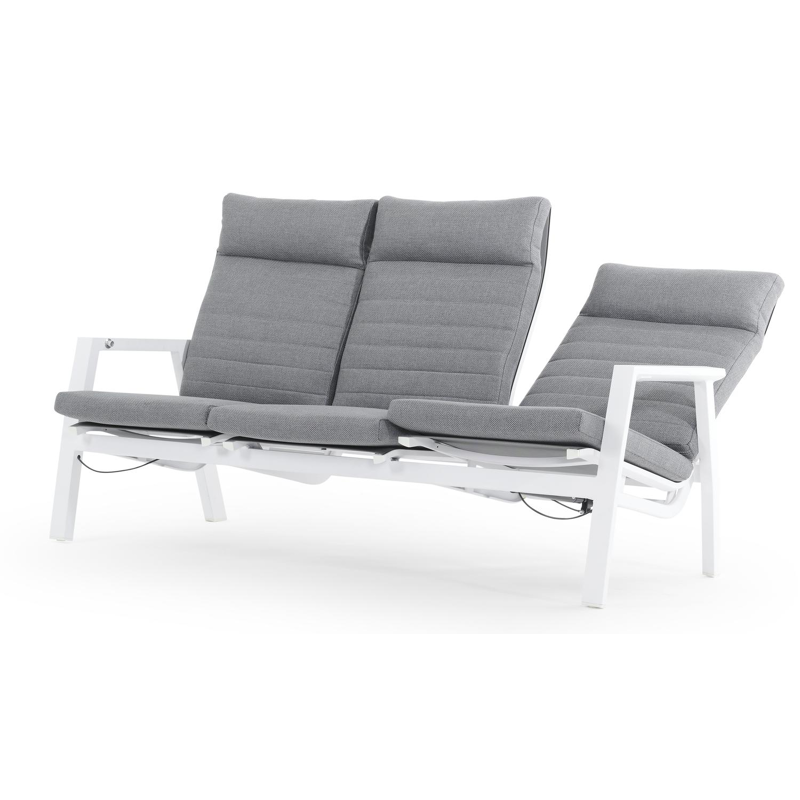 Prato loungezetel 3-zit in wit aluminium met grijs weather+ textilene kussen