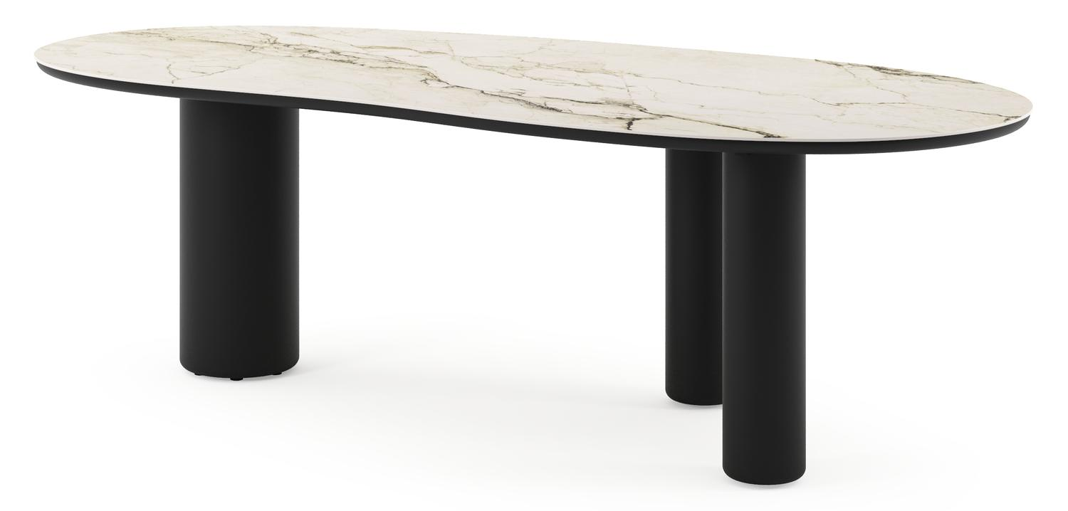 Table de jardin Amico organique en aluminium noir et céramique pleine Colorado Dunes - Lg. 240 x Lrg. 110 x Haut. 73.5 cm