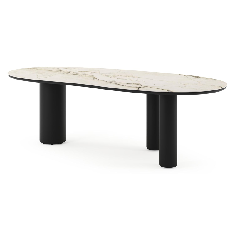 Table de jardin Amico organique en aluminium noir et céramique pleine Colorado Dunes - Lg. 240 x Lrg. 110 x Haut. 73.5 cm