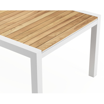 Calobra verlengbare tuintafel in wit aluminium en teak - L 220/330 x B 107 x H 75 cm