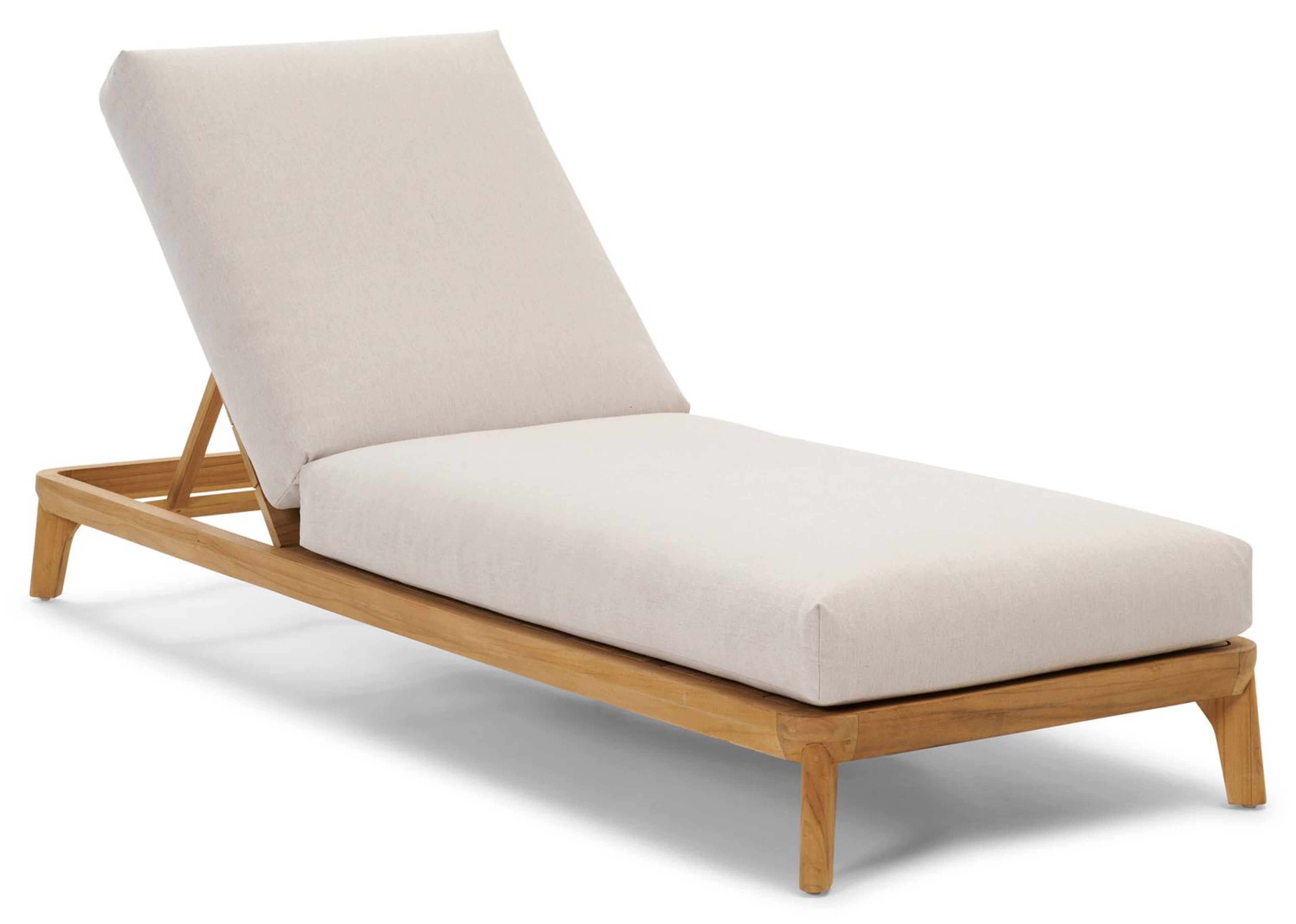 Orso verstelbaar ligbed in teak met heritage papyrus all weather sunbrella® luxe kussen