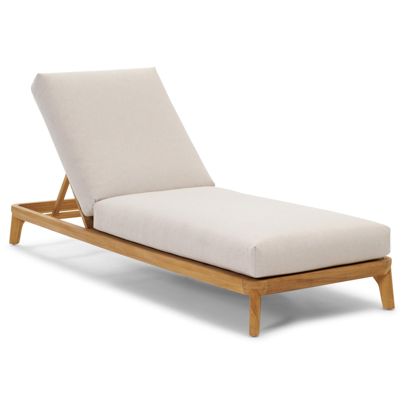 Orso verstelbaar ligbed in teak met heritage papyrus all weather sunbrella® luxe kussen