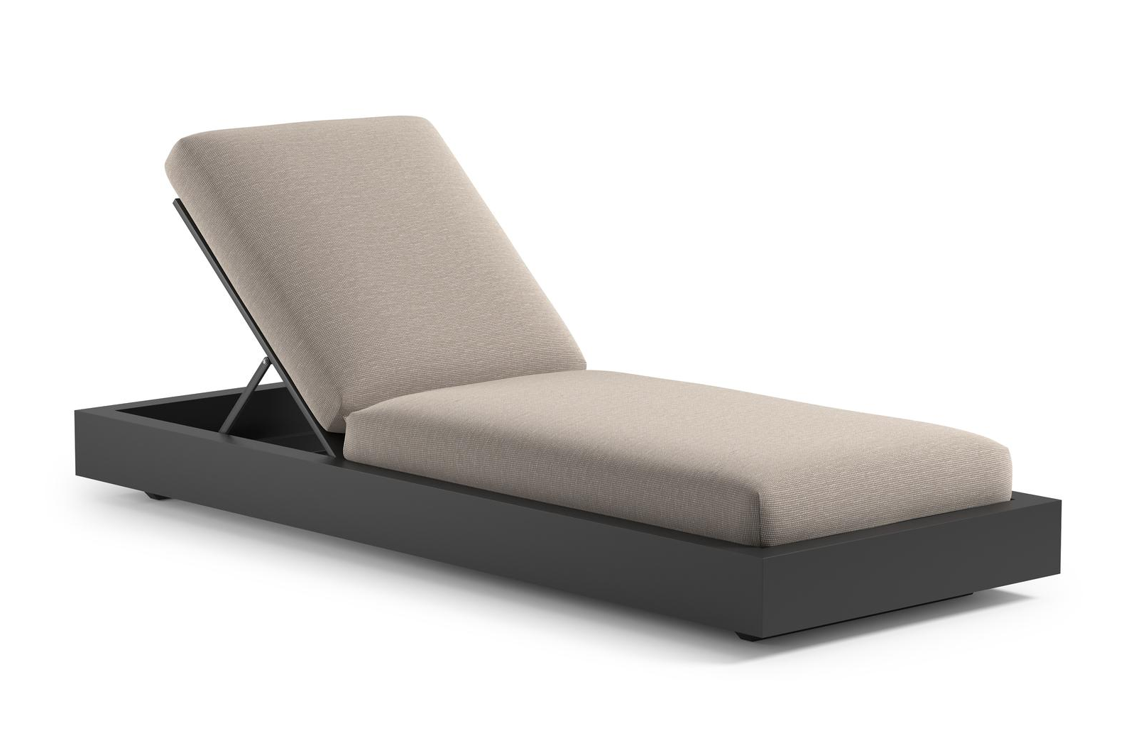 Como verstelbaar ligbed in zwart aluminium met slow farafra all weather Sunbrella® luxe kussen