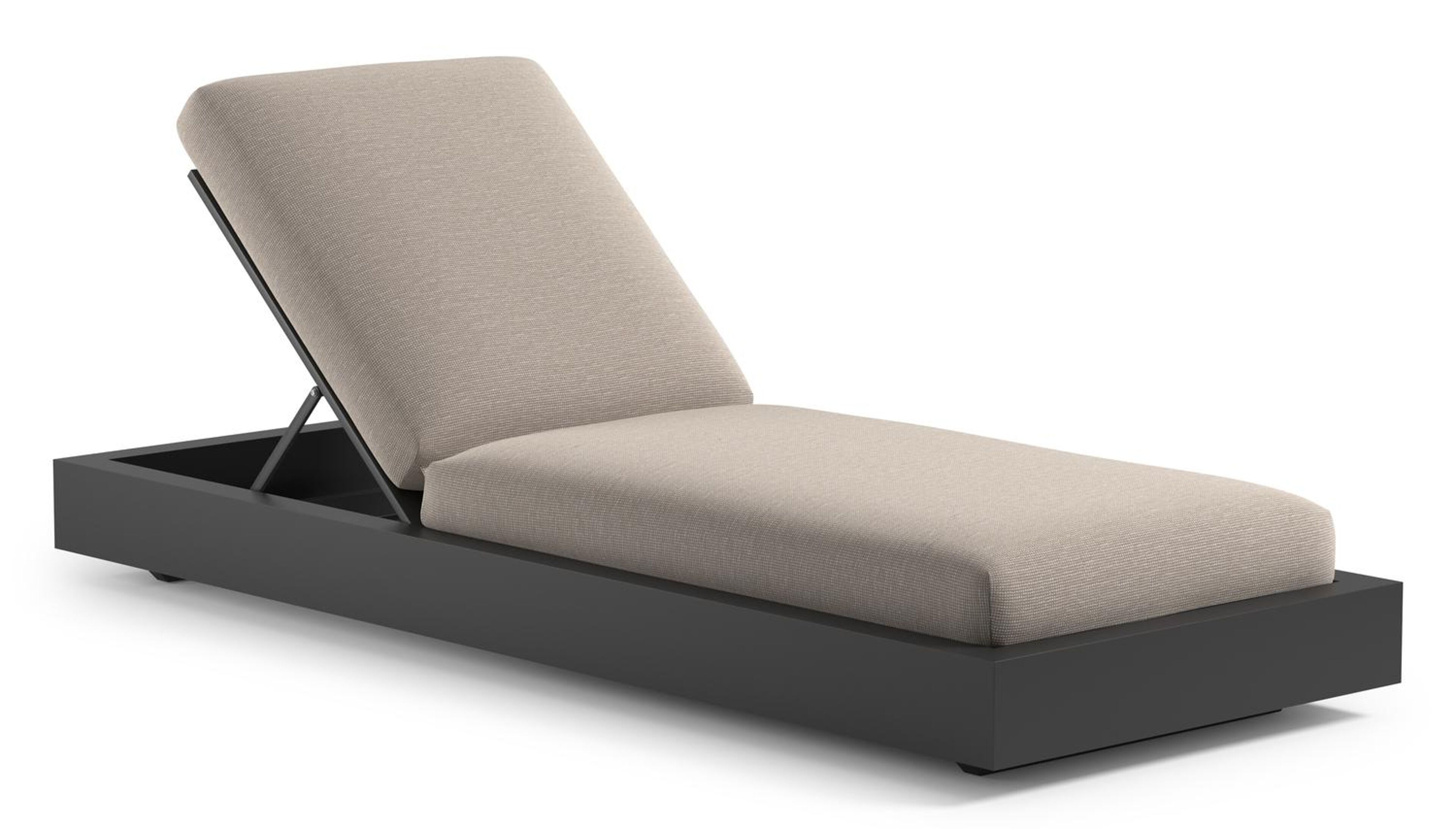 Como verstelbaar ligbed in zwart aluminium met slow farafra all weather Sunbrella® luxe kussen
