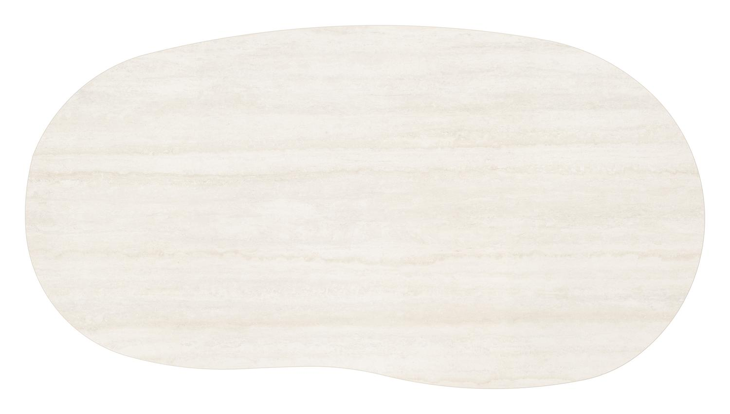 Amico loungetafel organisch in beige aluminium en volkeramiek Travertino Bianco - L 170 x B 91 x H 25 cm