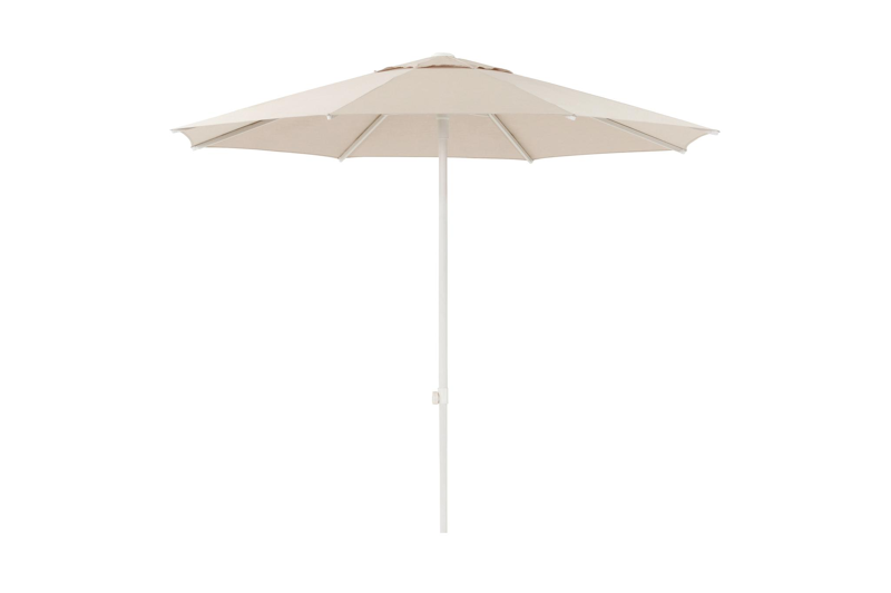 Umbria staanparasol in wit aluminium met beige all weather sunbrella® luxe parasoldoek - Dia. 250 cm (zonder voet).