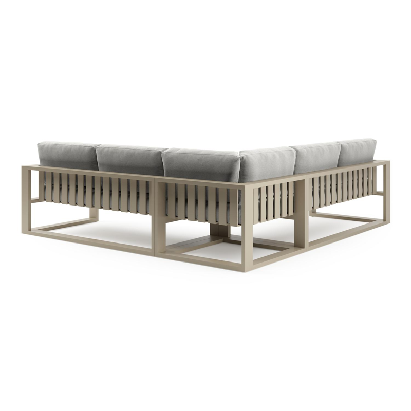 Verato loungehoek in beige aluminium met lopi ash all weather sunbrella® luxe kussen