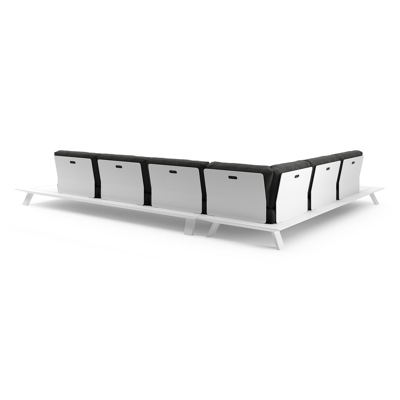 Salon de jardin d'angle Cesano en aluminium blanc et coussin en all weather Sunbrella® luxe chartres sooty