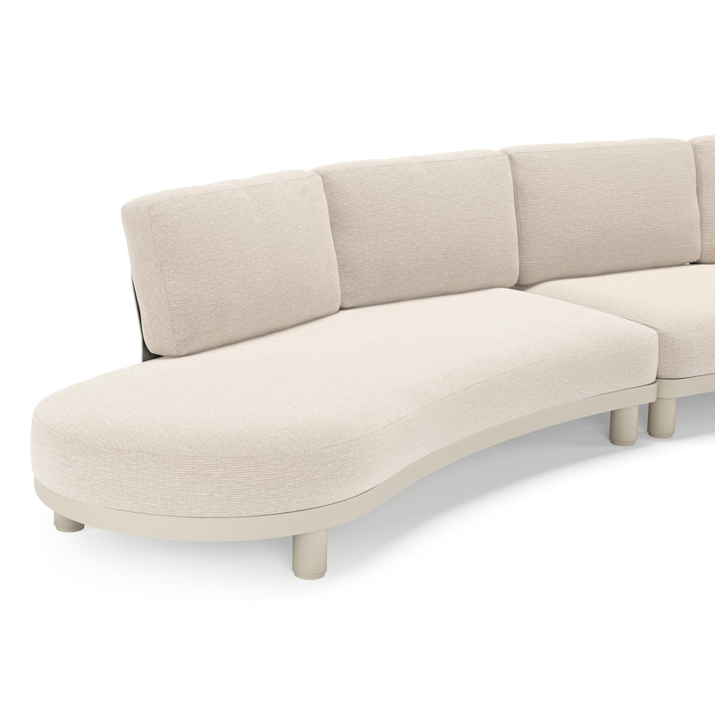 Donato loungehoek in beige aluminium met all weather sunbrella® luxe Slow Farafra kussen