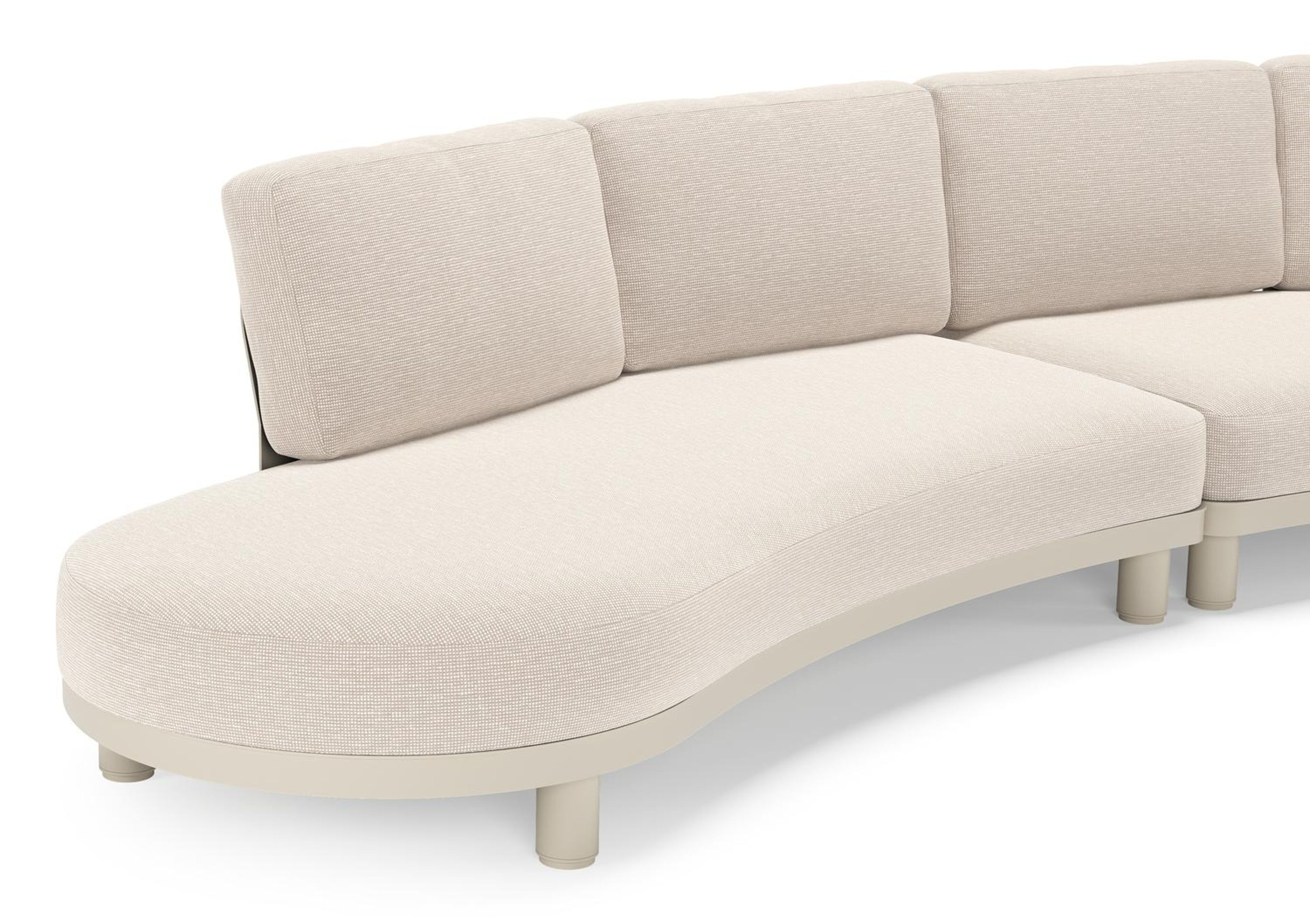 Donato loungehoek in beige aluminium met all weather sunbrella® luxe Slow Farafra kussen