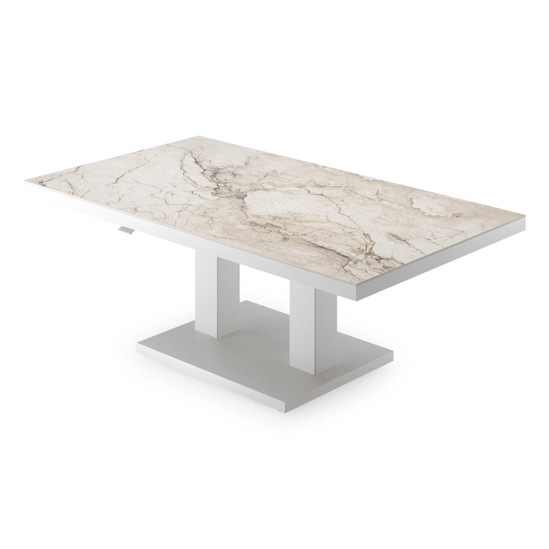 Cirello loungetafel in wit aluminium en colorado dunes volkeramiek - L 140 x B 80 x H 71 cm