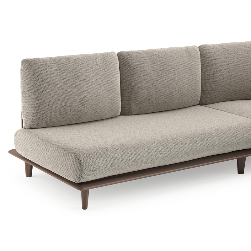 Bomero loungehoek in taupe aluminium met firenze sand all weather solica kussen