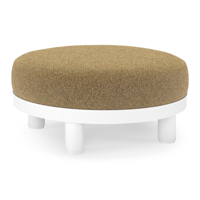 Donato lounge poef in wit aluminium met All Weather Cosytica Madagascar Walnut kussen