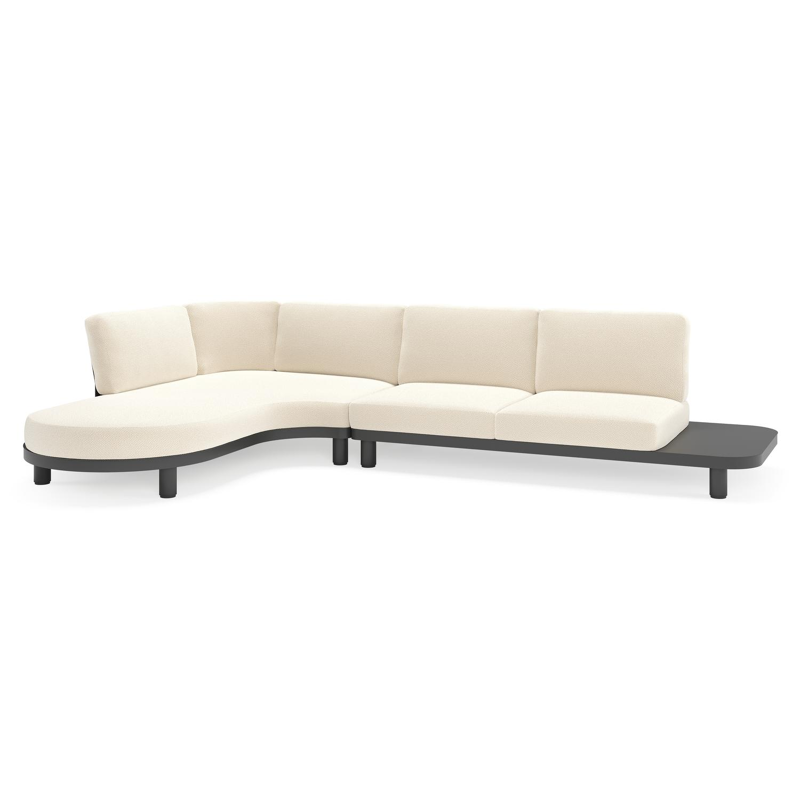 Donato loungehoek in zwart aluminium met all weather cosytica Althea Off White kussen