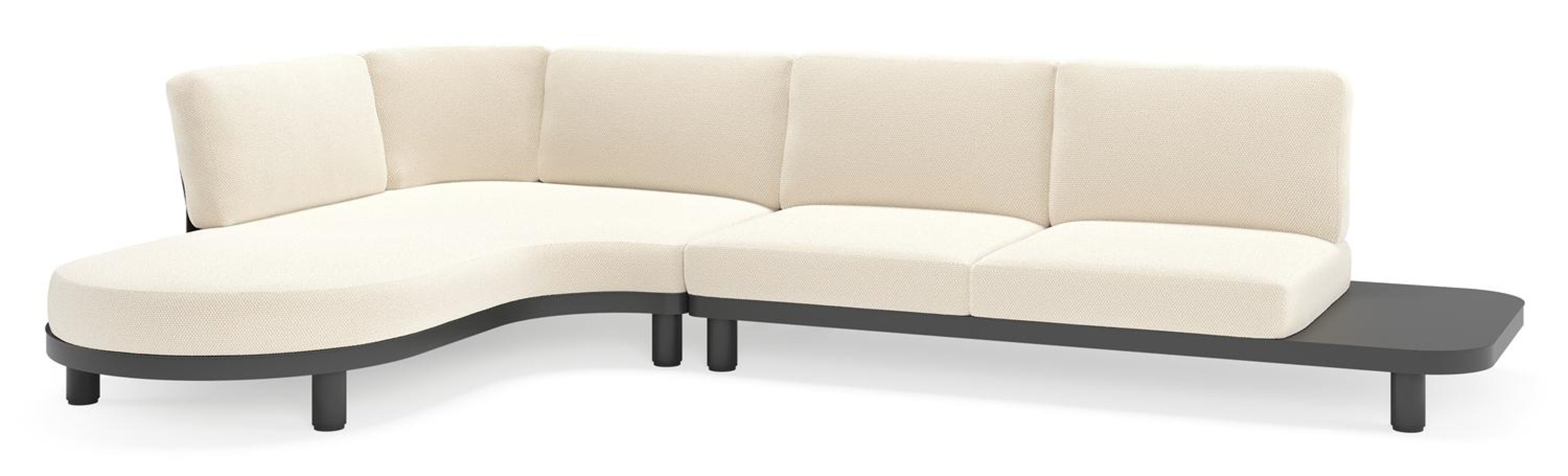 Salon de jardin d'angle Donato en aluminium noir et coussins en all weather cosytica Althea Off White