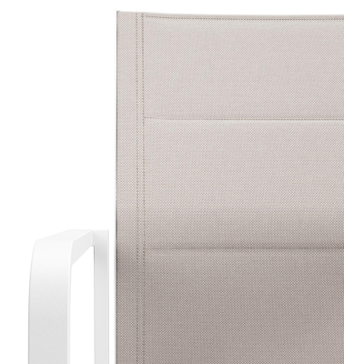 Como stapelbare tuinstoel in wit aluminium en beige dubbele textilene
