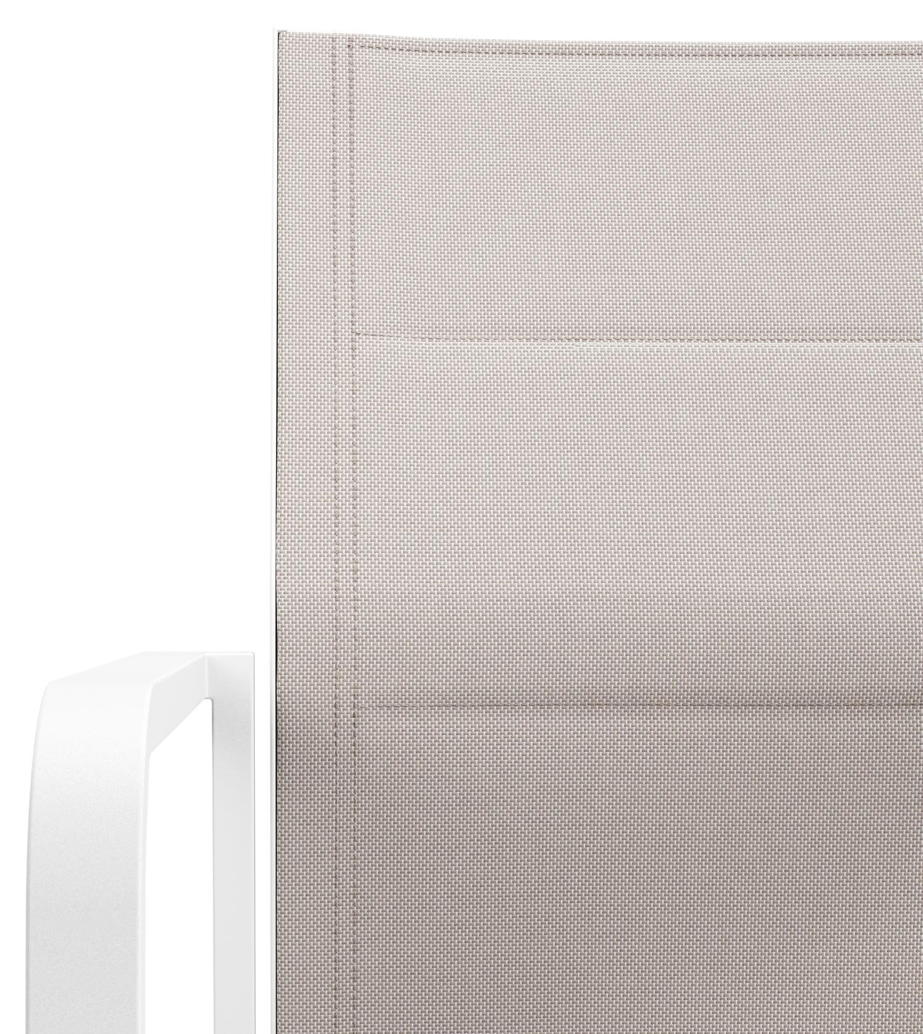 Como stapelbare tuinstoel in wit aluminium en beige dubbele textilene