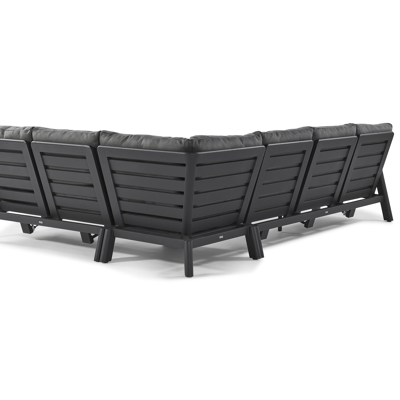 Cirello loungehoek in zwart aluminium met lopi sand all weather sunbrella® luxe kussens 