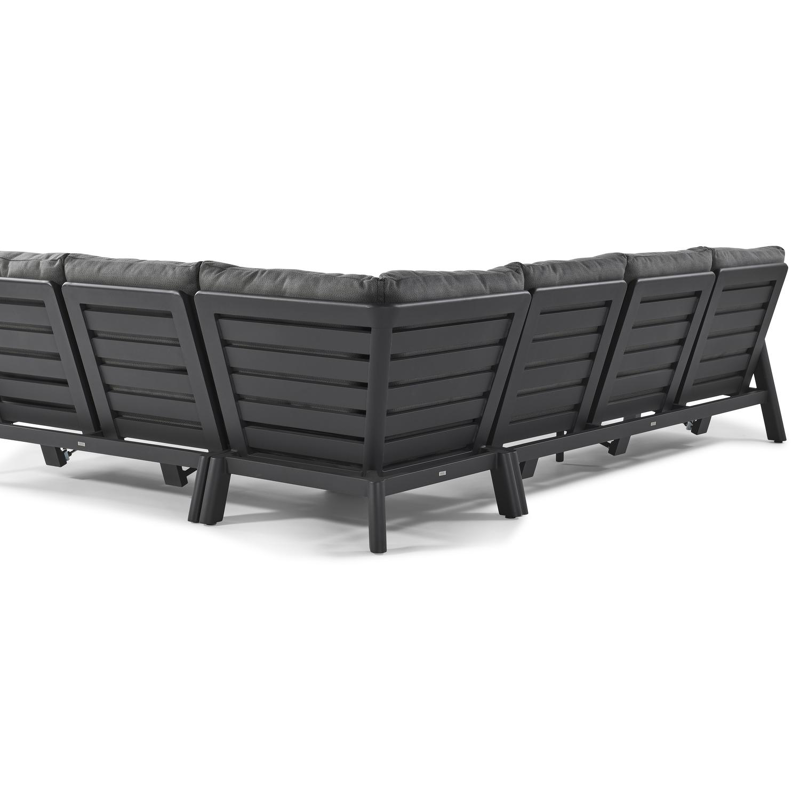 Cirello loungehoek in zwart aluminium met lopi sand all weather sunbrella® luxe kussens