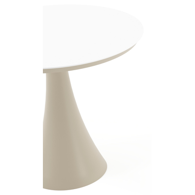 Fano tuintafel rond in beige aluminium en volkeramiek Arctic White - Dia. 85 x H 75 cm